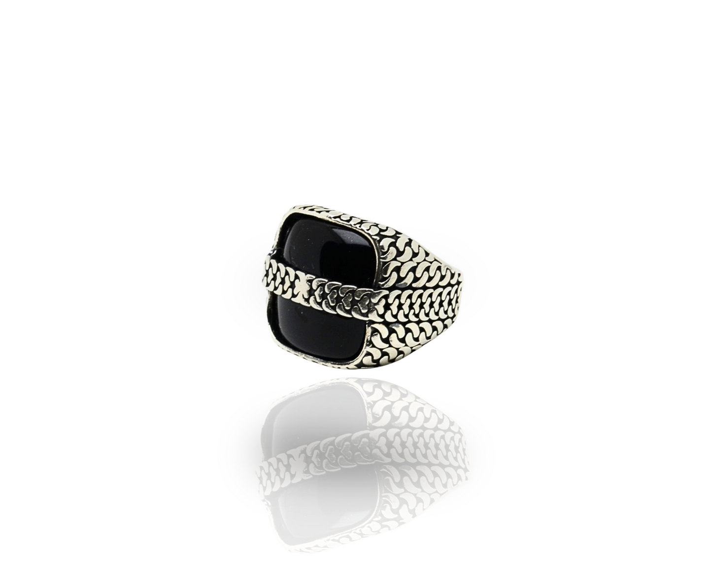 RING FOR MEN SILVER 925K BLACK color STONE