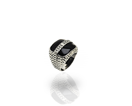 RING FOR MEN SILVER 925K BLACK color STONE