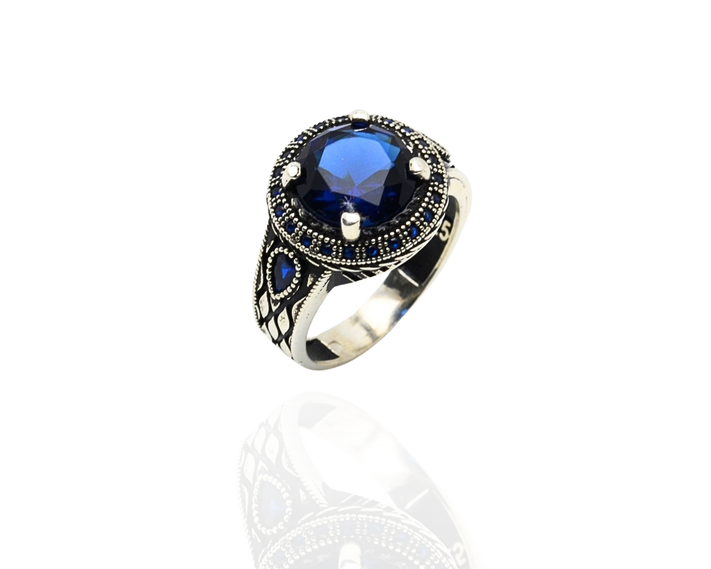 RING FOR MEN SILVER 925K blue color STONE