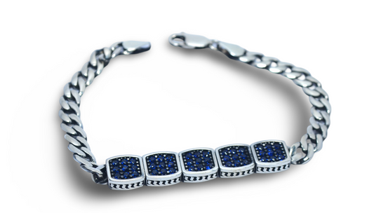 bracelet for men silver 925k with BLUE STONES (new collection)