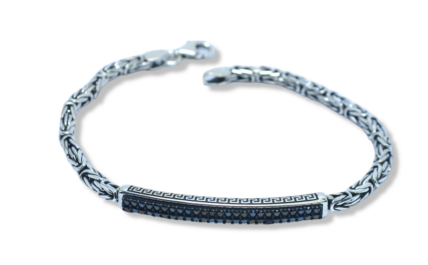 bracelet for men silver 925k with BLACK STONES