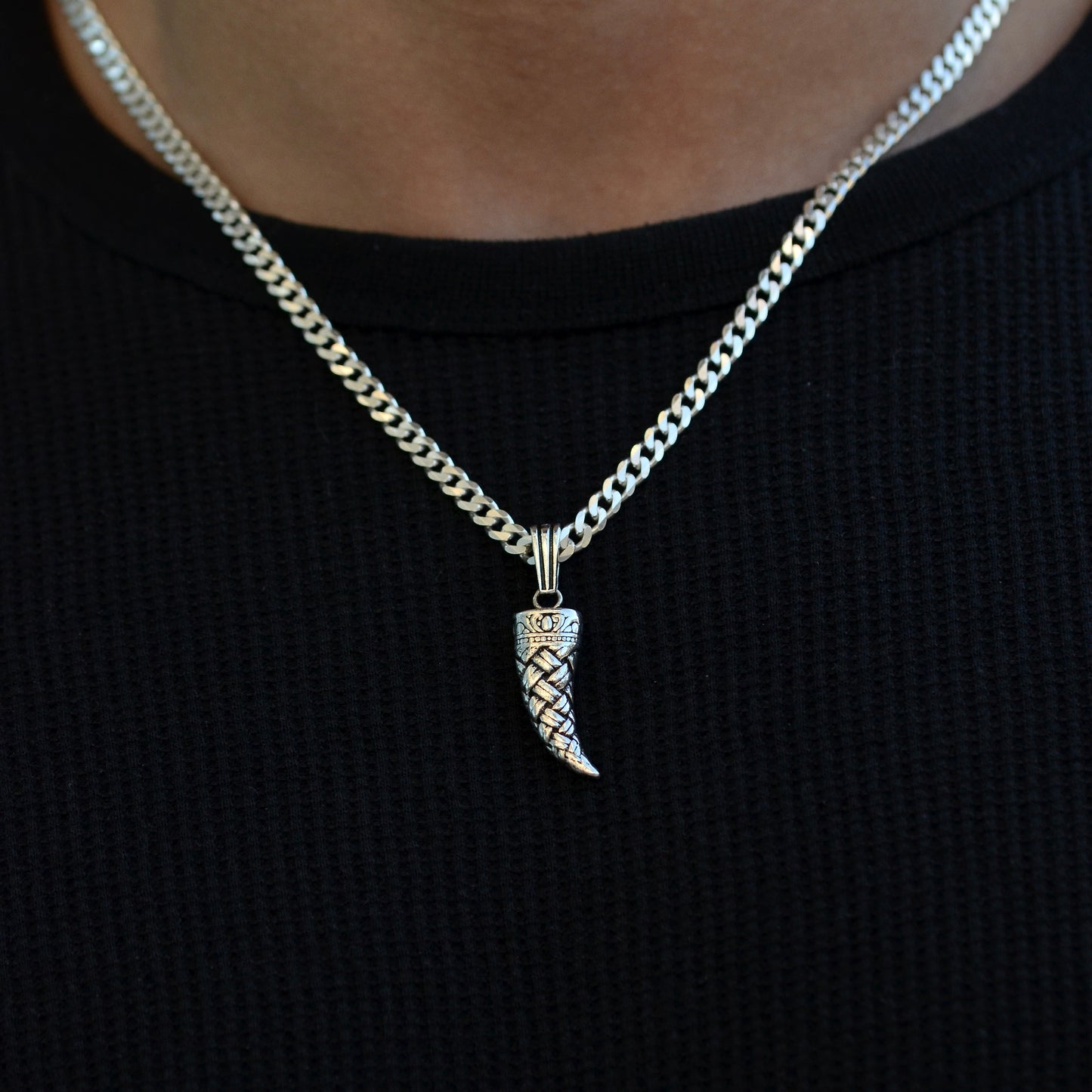 Silver Fang Pendant Necklaces silver 925K